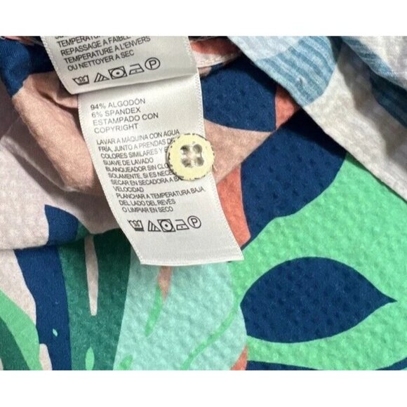 Tommy Bahama Men's XL Seersucker Nova Wave Beach Day Blooms Camp Shirt Pink Pool - Picture 9 of 9